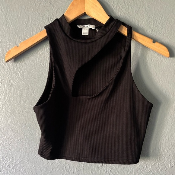 Privy | Cutout Cropped Tank | Ribbed Black | M 🖤✨ - Picture 1 of 11